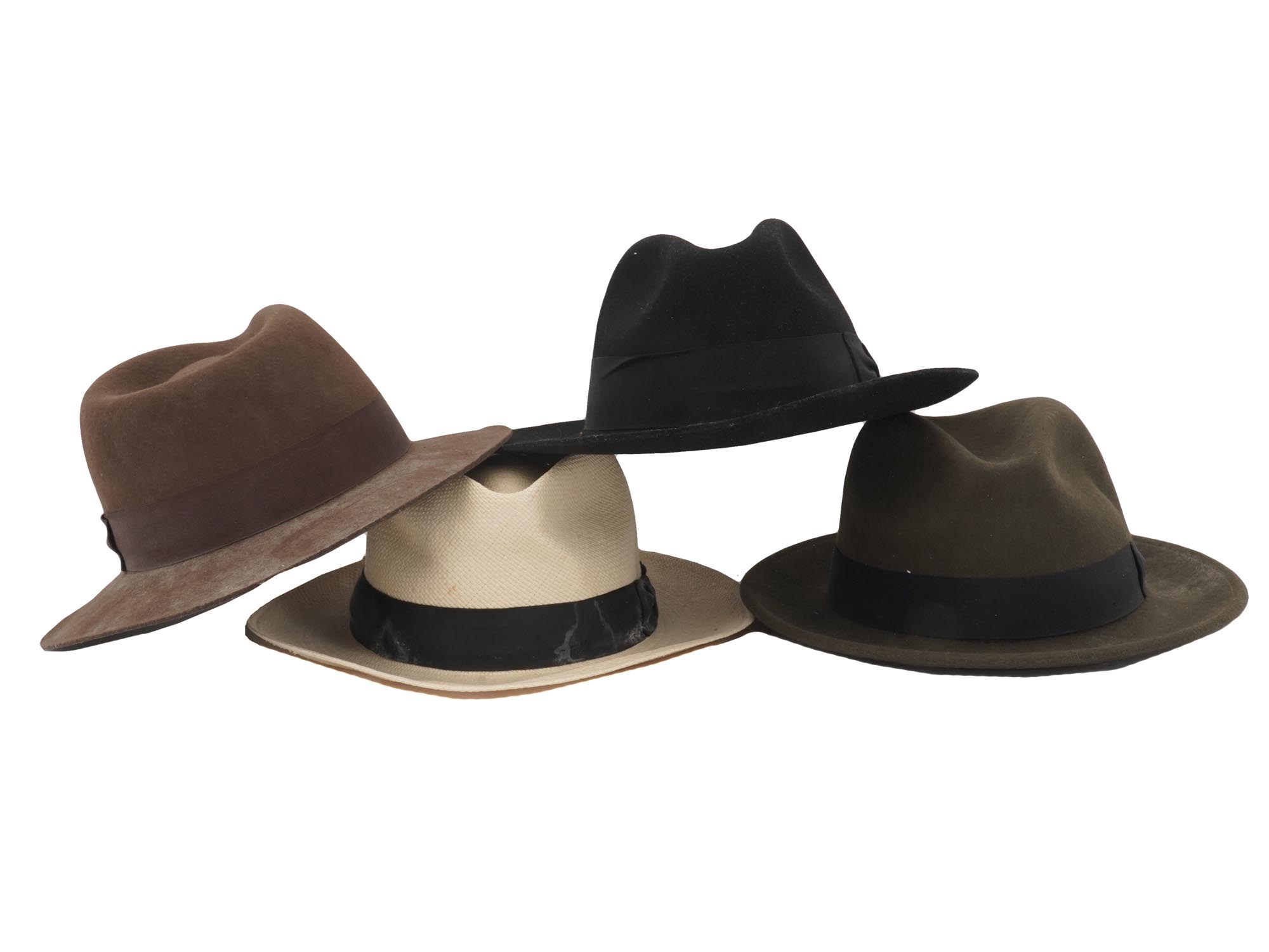 COLLECTION OF FOUR VARIOUS VINTAGE MALE WOOL HATS PIC-0